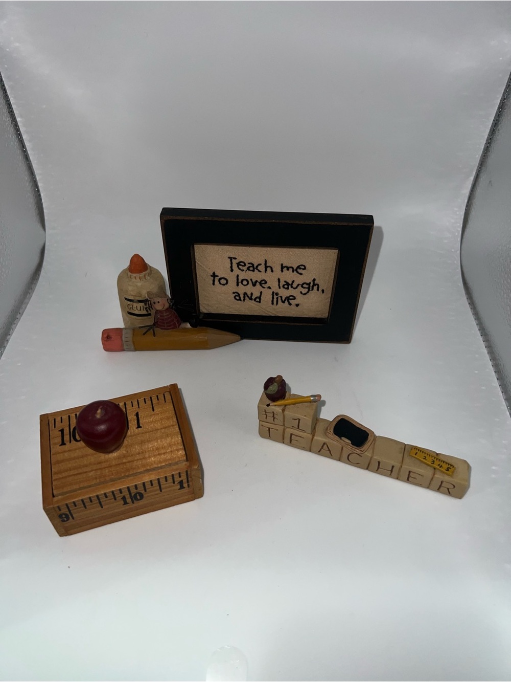 Teacher Desk Decor Set with Ruler Block, Apple & Mini Sign - Picture 4 of 10